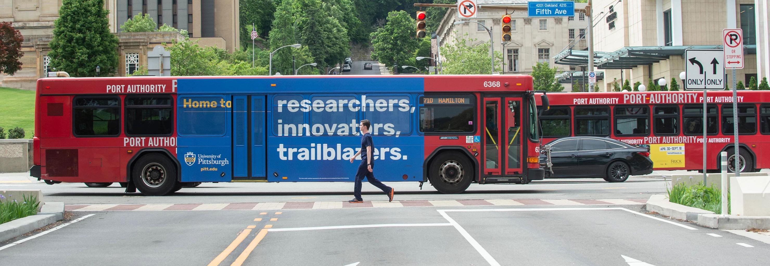 Pat bus wrapped in Pitt Branding 